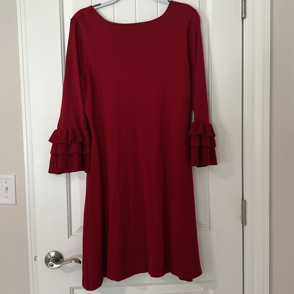 NWOT Gabby Skye red, bell sleeve sweater dress, size XL, office siren, corporate - Picture 4 of 5